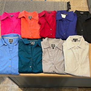 Lot of 9 Express Essential long sleeve button down shirts. Size Small.